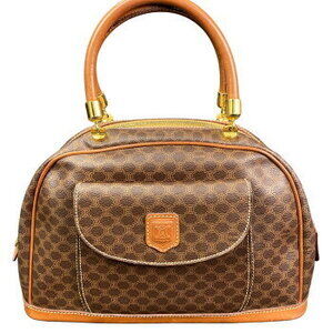 Celine Macadam Handbag Logo Brown Some Staining